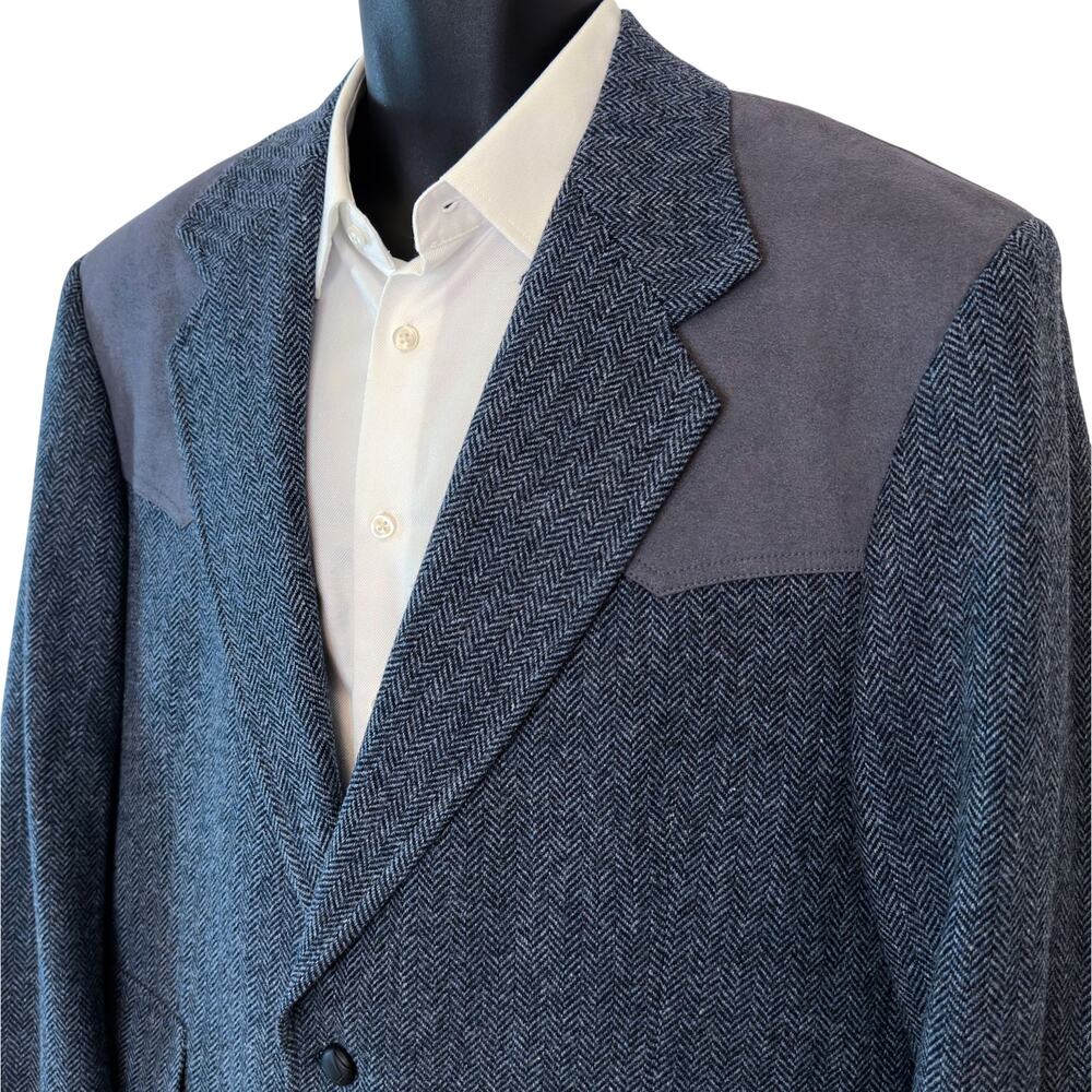 Pendleton Western Sport Coat Men 44 Herringbone Wool Tweed Smoking Hunt Academia
